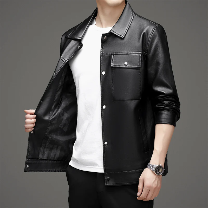 

New Faion mat Casual Men's Jaet Leather Coat High-End Lightweight Spring Summer Autumn Youthful Energy Sle