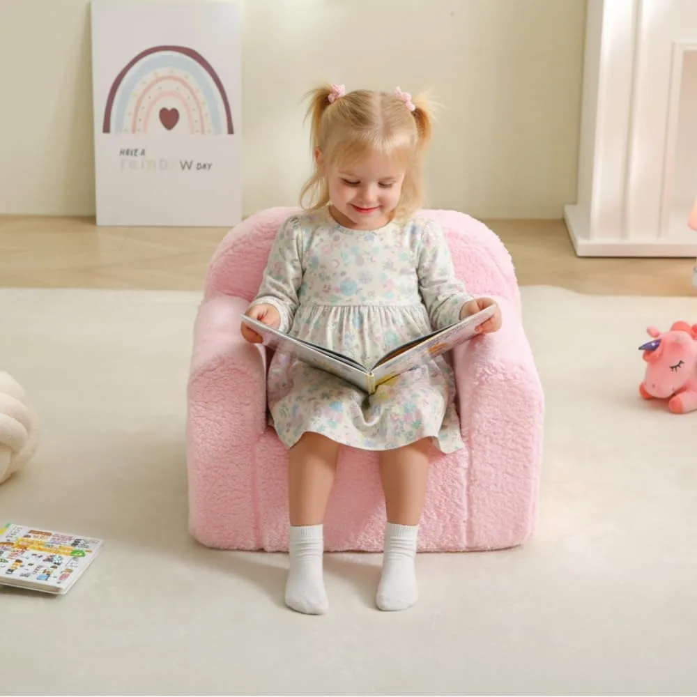 كرسي محمول مريح للأطفال الصغار للأولاد والبنات، كرسي بذراعين ناعم للأطفال مع غطاء شيربا قابل للإزالة والغسل، مثالي للقراءة وPl #3
