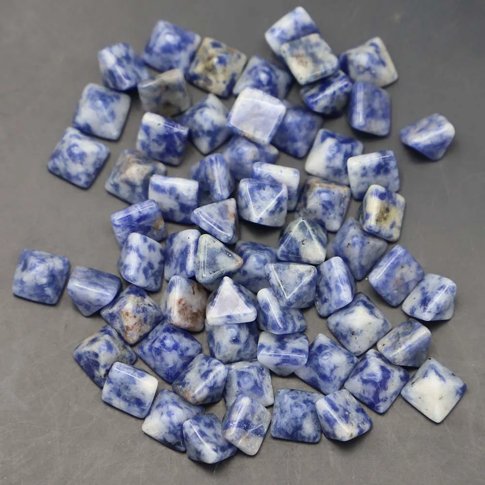 

8x8mm Natural Stone Sodalite Pyramid Shape CAB Cabochon Cute Beads for Jewelry&Clothes Accessories Wholesale 50Pcs Free Shipping