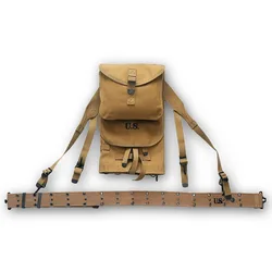 Mochila táctica M1928 Segunda Guerra Mundial lona caqui réplica