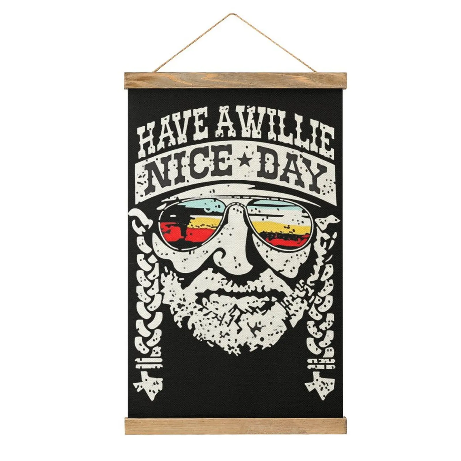 Linen Hanging Painting Bearded Man Sunglasses Art Graphic Vintage Sarcastic Mural Hotel Picture Hanging  Style Decorate