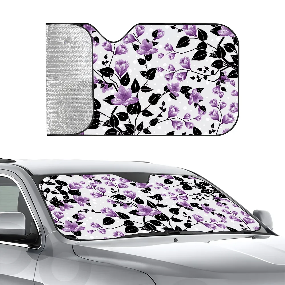 

Flowers Pattern Floral Car SunSha Three-layer Insulation Car Front Windshield Sun Sha Suction Cup Blocks UV Rays Sun