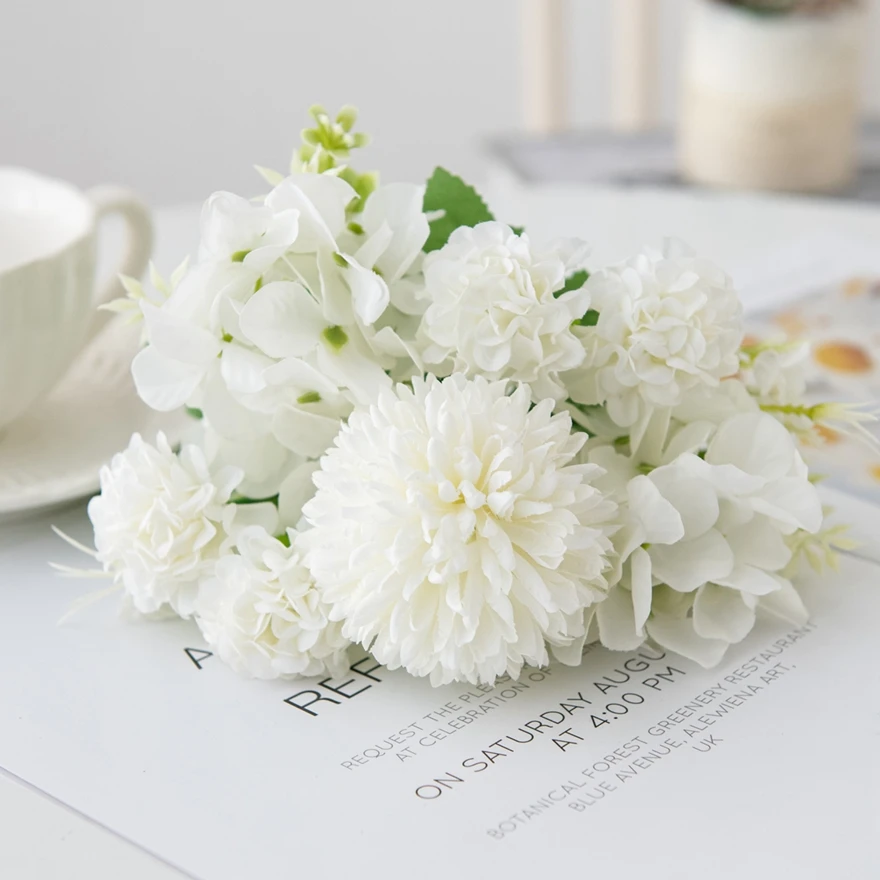 

10pcs 30Cm Artificial Flowers Silk Hydrangea Bridal Bouquets Festival Vase Decor Home Garden Wedding Table Fake Plants Diy Cheap