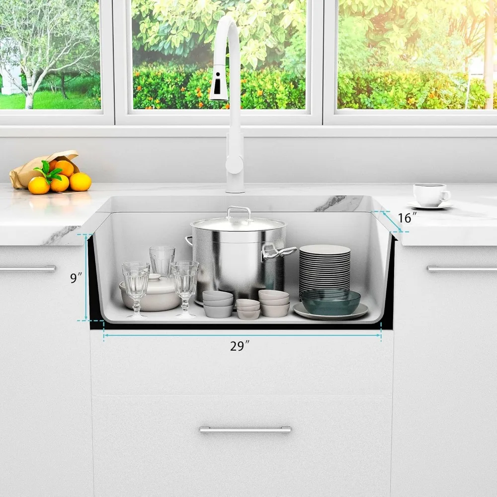 MILOSEN Pia de cozinha sob montagem compuesta de granito de tigela única de 31 x 18 polegadas com profundidade de 9 polegadas e grande capacidade