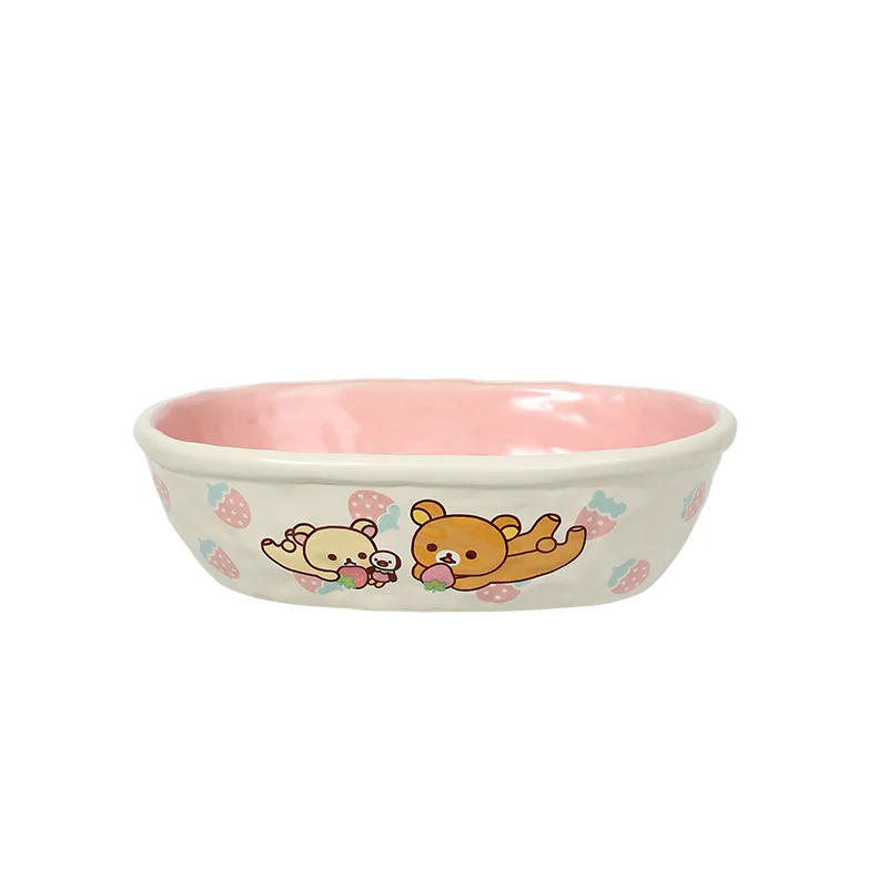 Mtutu 2026 New Rilakkuma Ceramic Dinnerware Set Water Cup Round Plate Bowl Cartoon Printing Tableware Set For Home Holiday Gifts view 5