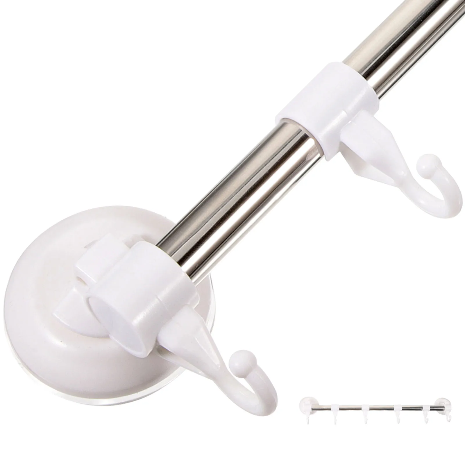 

6 Hooks Suction Cup Towel Rack Stainless Steel Bathroom Kitchen Storage Rack Wall Mounted Towel Holder No Drill Needed