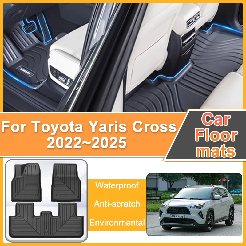 

RHD Car Floor Mat for Toyota Yaris Cross Accessories 2023 2024 2025 Non GR Foot Panel Liner Carpet Waterproof Mats Accessories