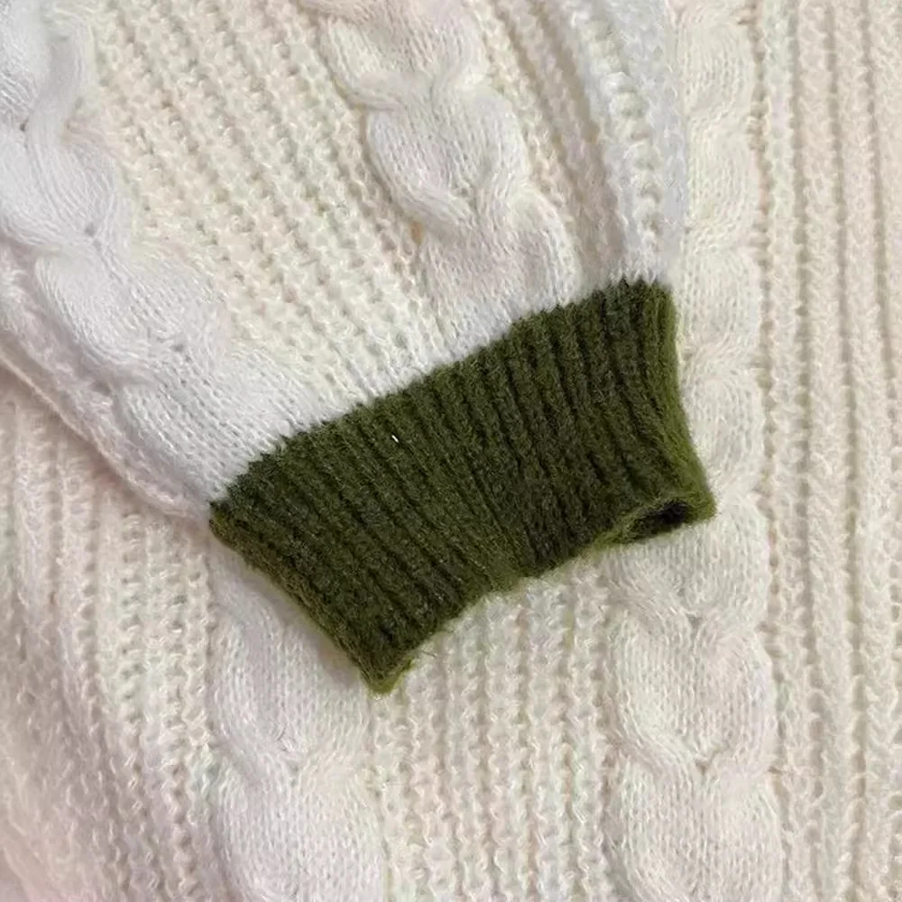 Cárdigans de punto holgados para mujer, abrigo con bordado de hojas, suéteres Y2K, ropa de calle, chaqueta informal Vintage con una botonadura, Tops de invierno