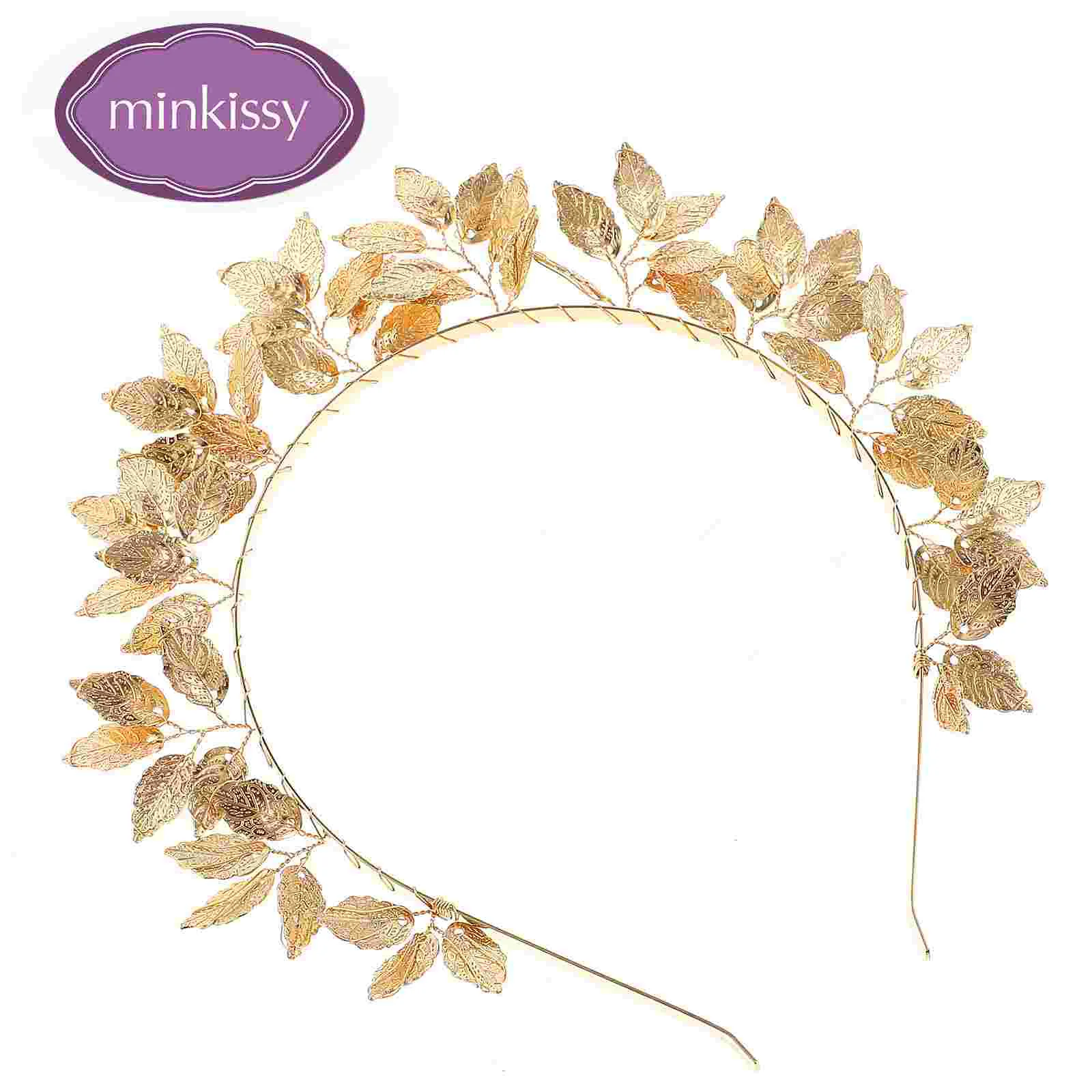 Bridal Headpiece Women Headdress Leaves Headband Flower Girl Crown for Hair Hoop Accessories Gold Leaf