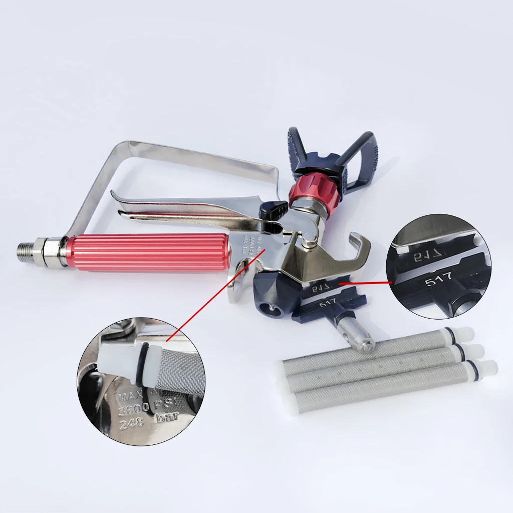 مجموعة واحدة من مسدس رش الطلاء بدون هواء مع 517 فوهة، غطاء حماية للفوهة اليدوية - سهل التشغيل