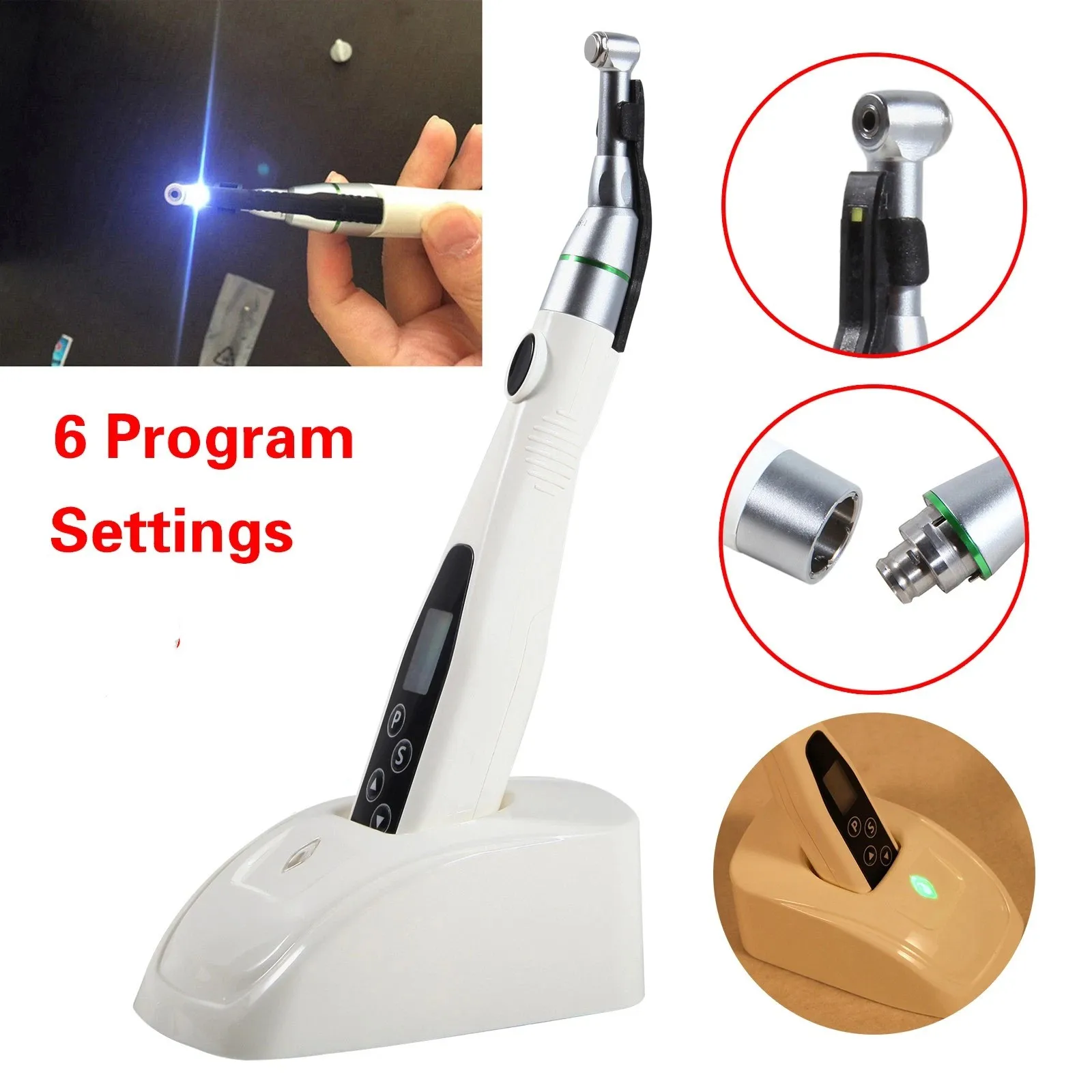 محرك إندو اللاسلكي LED للأسنان 16:1 قبضة ترددية معالجة قناة الجذر اللبية #3