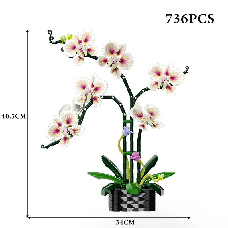 Creatieve Orchidee Cymbidium Eeuwige Bloemen Potplant Bouwstenen Simulatie Phalaenopsis DIY Bricks Speelgoed Valentijnsdag Cadeau