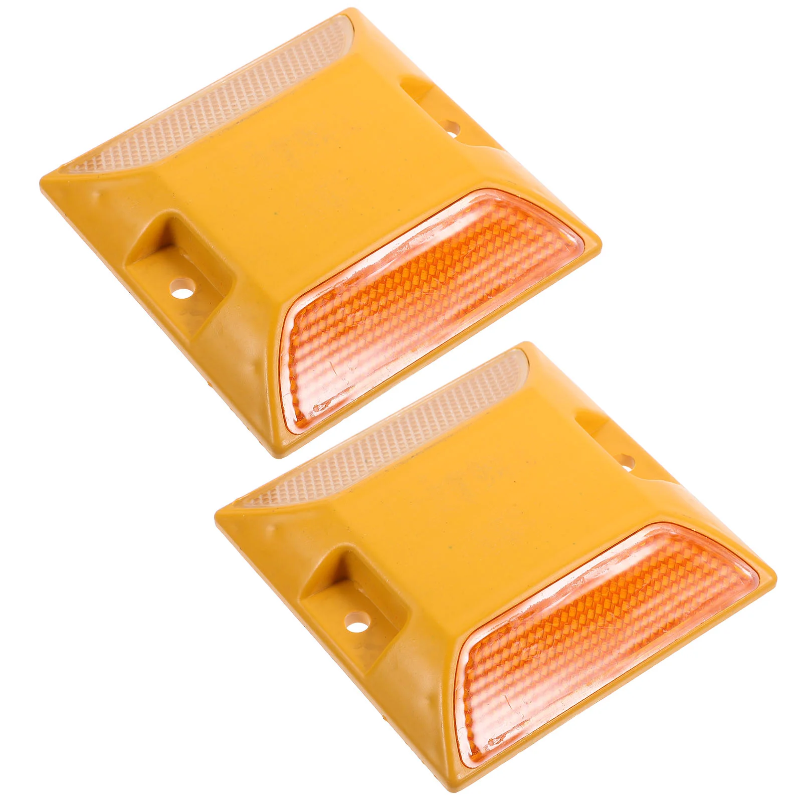 2 Pcs Reflective Plastic Road Signs Step Lights Outdoor Marker Rectangle Stud Roadside Studs Markers