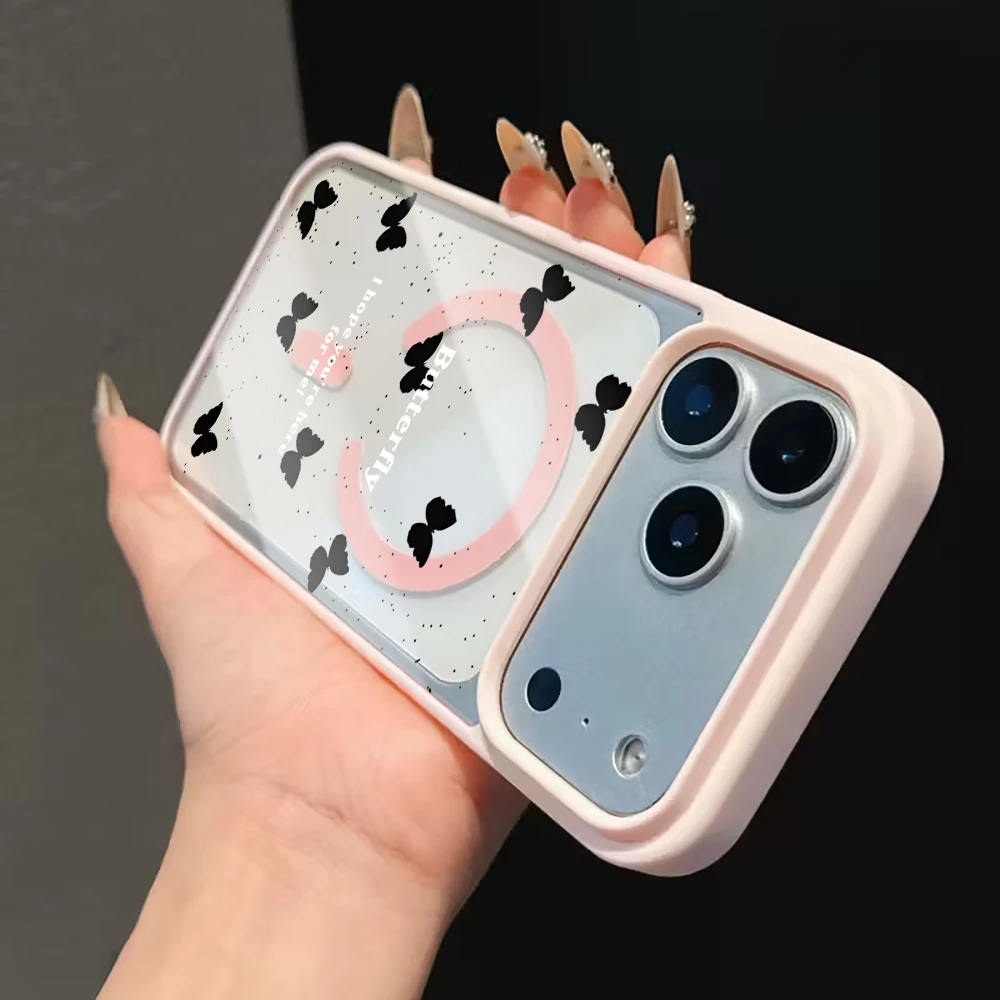 Niedliche Schleifenmädchen Transparente Hülle für Magsafe iPhone 15 Pro Max 17 16 15 14 11 13 12 Pro Max Plus Hüllen Magnetisches Kabelloses Laden Fundas – Detail 8