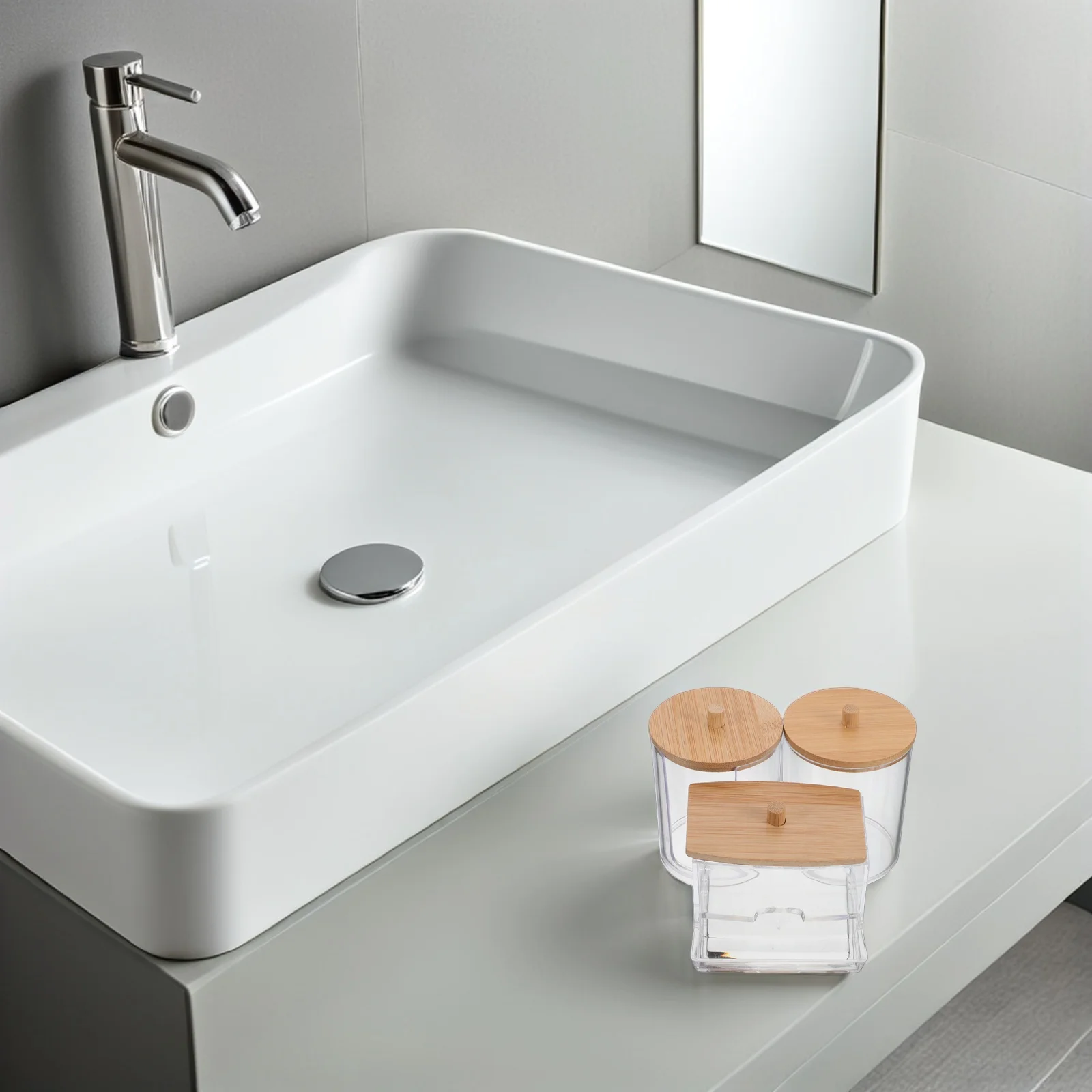 Caja de hisopo de algodón de plástico transparente, contenedor transparente con tapa para almacenamiento de maquillaje, bote de baño de viaje resistente, 3 uds.