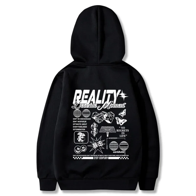 Reality Letter Print Men's And Women Hoodies New Autumn Winter Casual Hoodies Sweatshirts Men's Top Hoodies Sweatshirt Male