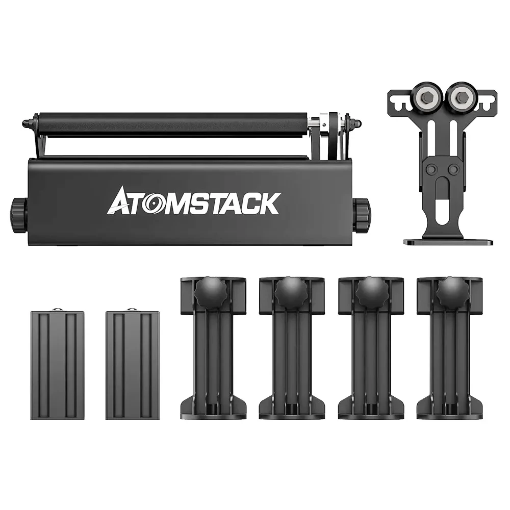 ATOMSTACK R3 Pro Rotary Roller Separable Support Module and Extension Towers 360 Degree Rotating, Engrave On Irregular Cylinders