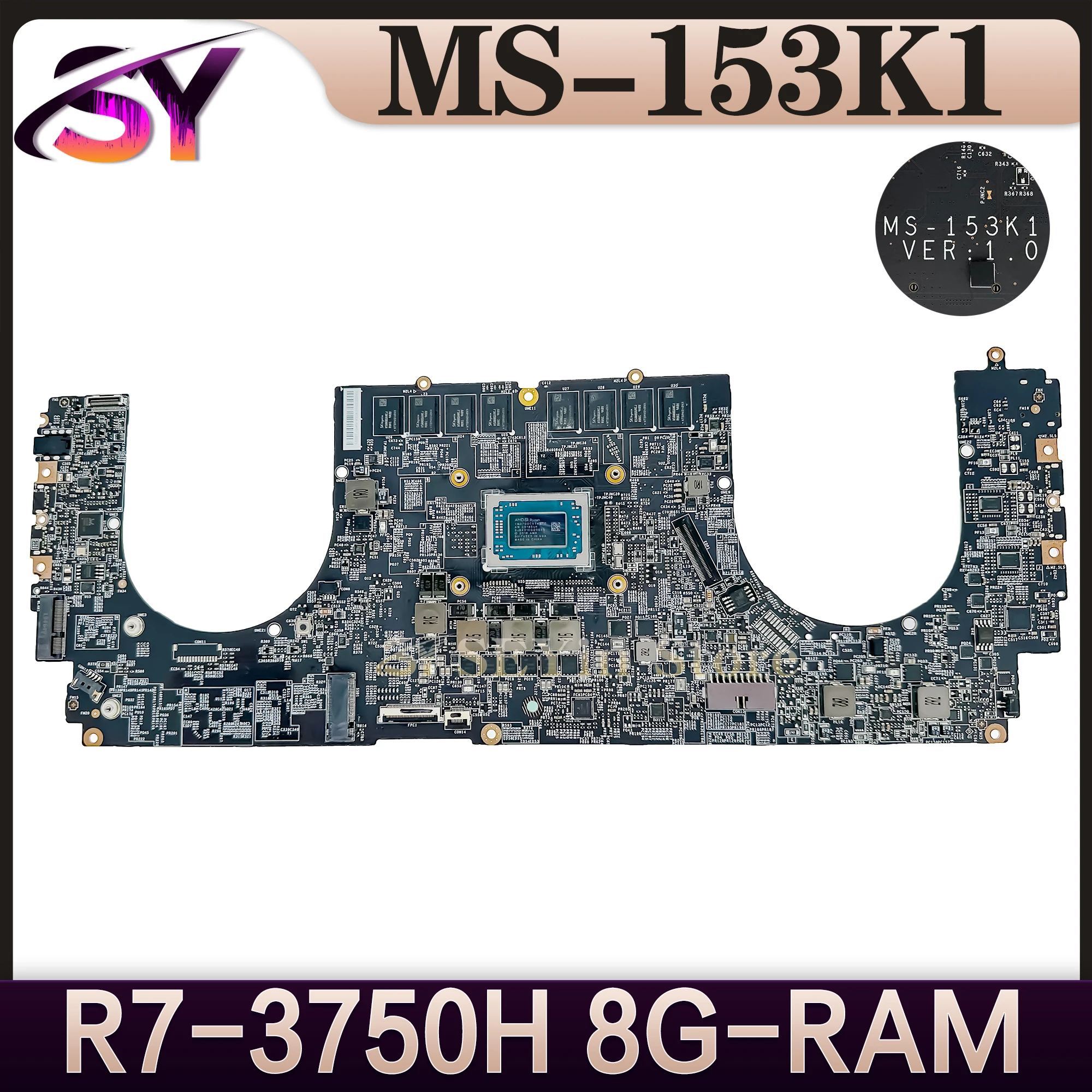 

MS-153K1 Mainboard For MSI MS-153K Modern Laptop Motherboard R7-3750H 8G-RAM 100% Working