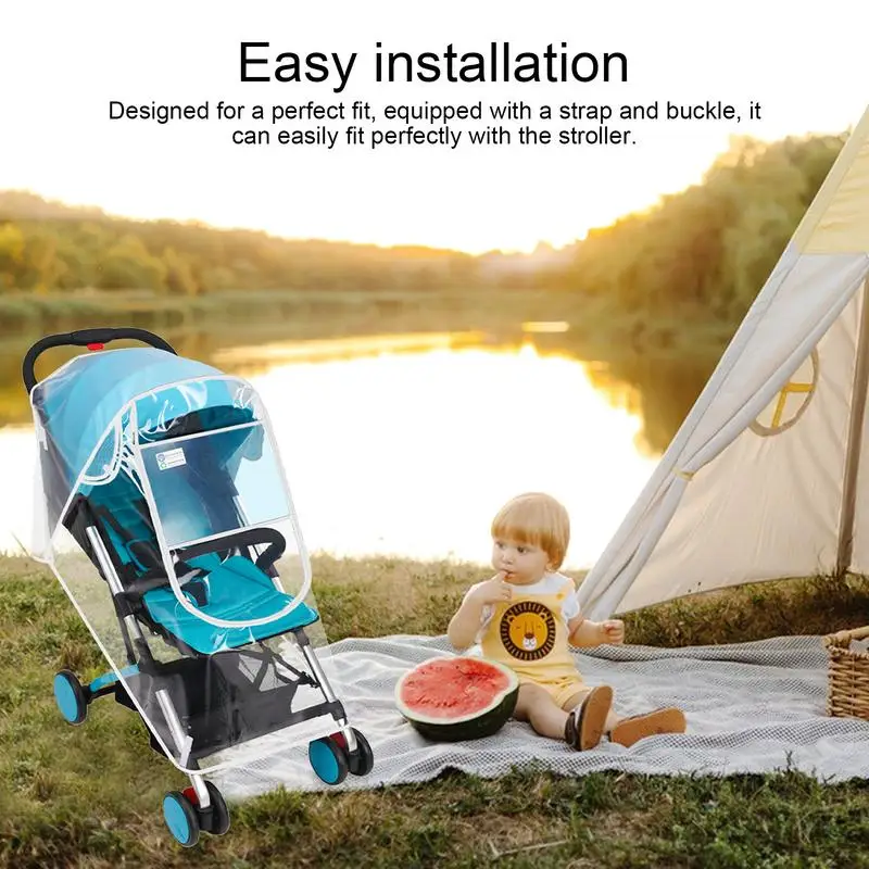 Stroller Rain Cover Universal Canopy Stroller Cover Weather Shield Breathable Shade Baby Pram Rain Cover Stroller Accessories