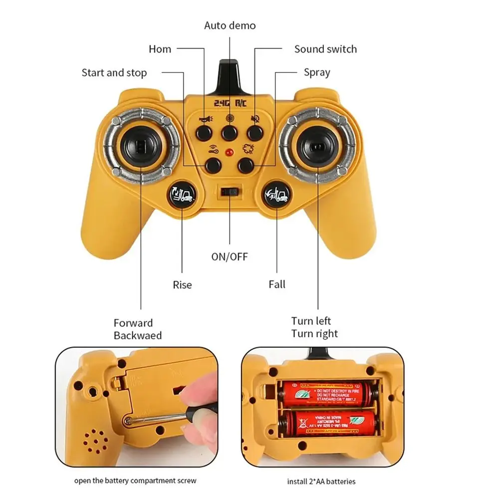 Creative Remote Control Forklift Spray Function Simulation Engineering Vehicle 11 Way Light Music Children's Crane Toys