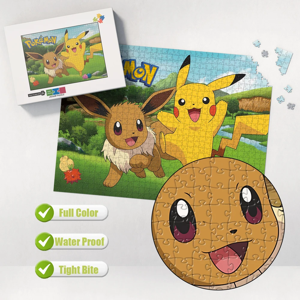 Cartoon Pokemon Jigsaw Puzzle Game with Box Best Gift for Family Multiple Specifications Customizable Jigsaw Puzzle Leisure Toys