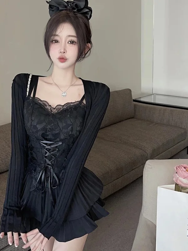 

Pure Desire Ice Silk Защита от солнца с запахом на талии, топ, жилет, юбка, комплект футболок для молодых женщин, весна 2025 г.