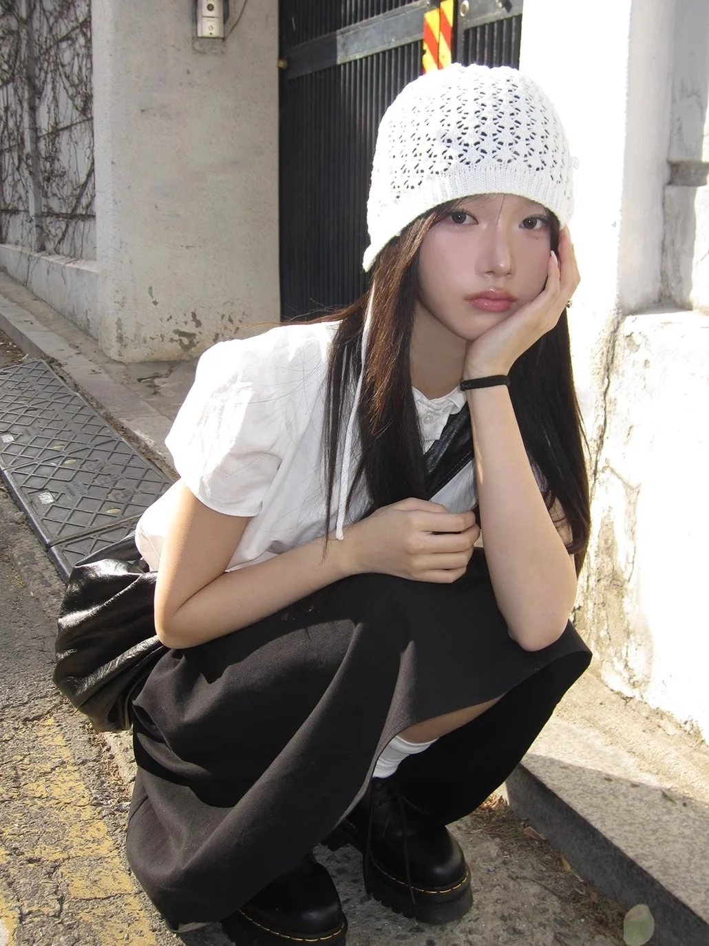 Sweet Summer ort Sve irt with Ruffle Collar Ear Musoom Pattern Korean Sle Straight Cut Commute Faion Ladies Top