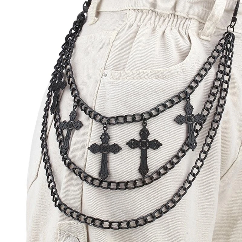 Skirts Pants Chain Rock Multiple Layer Chain Hollowed out Pendant Waist Chain Pocket Chain for Women Girls Gift