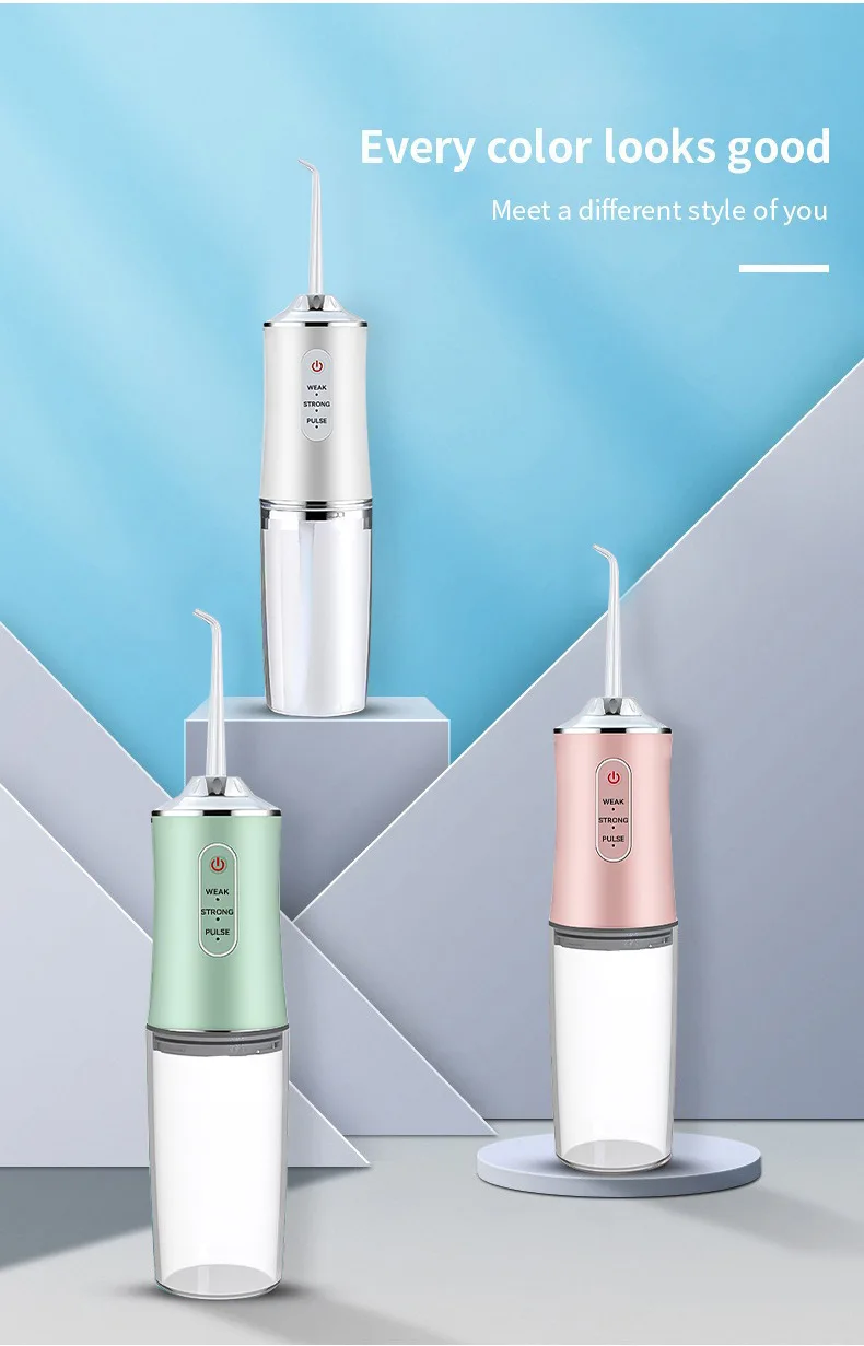 USB Portable Water Flosser 240ML Oral Irrigator with 4 Nozzles Dental Cleaning Jet Tool for Teeth Pick Mouth Oral Cleaning Agent