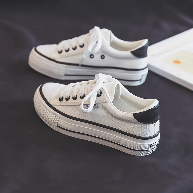 

Холщовая обувь, весна 2021, новые белые туфли на плоской подошве с низким берцем для студентов, универсальные повседневные туфли в стиле ретро