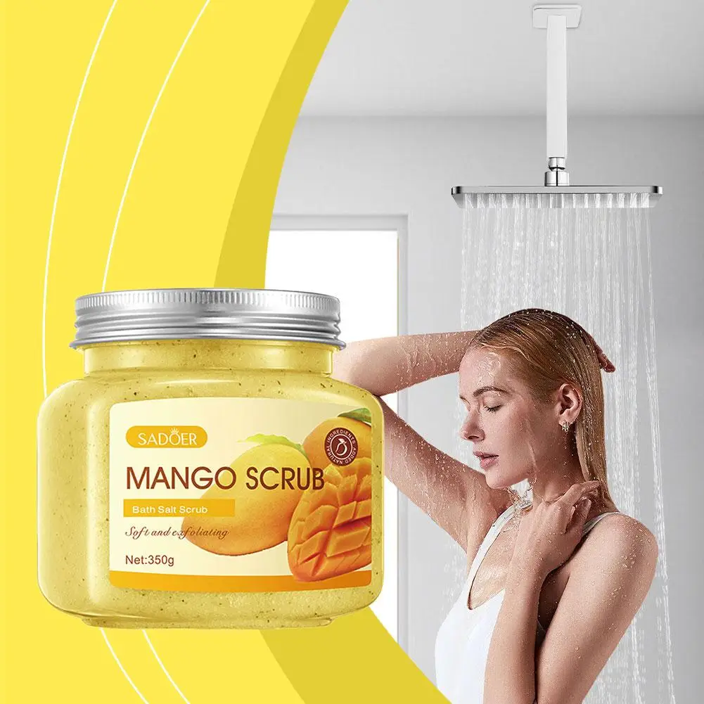 350g Mango Exfoliator Body Scrub Whitening Organic Salt Sugar Shea Body Face Bath Exfoliating Scrub V5K3