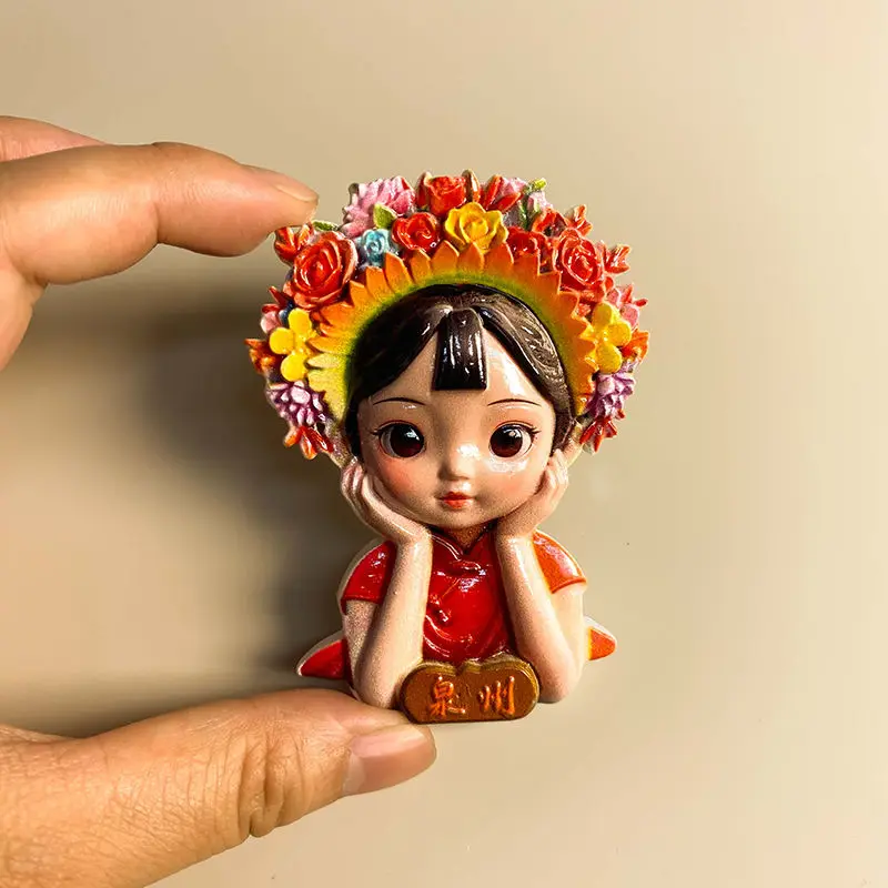 

3D Resin China Quanzhou Fridge Magnet Cute Flower Girl Magnets For Fridge Aimants Frigo Home Decor Items Imanes Nevera