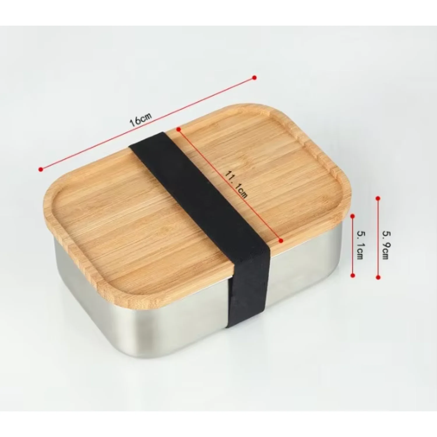 Natural bamboo lid and stainless  lunch