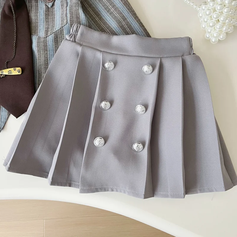 

Autumn New Girls' College Style Shirt and Short Skirt Set, Cute and Elegant Girls' Outfit