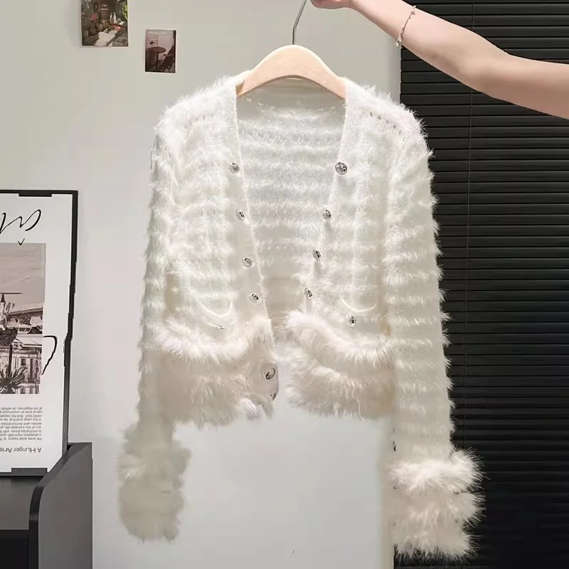 

Knitted Cardigan French Temperament Sweater Jacket For Spring Autumn And Winter Short Fashion Outerwear For Women w1685 ﻿