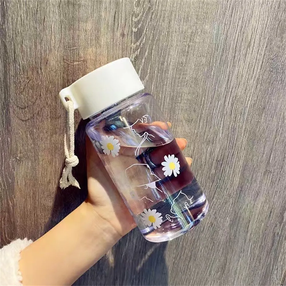 500ml BPA Free Portable Outdoor Sports Cup Mug Plastic Transparent Water Bottle Student with Rope