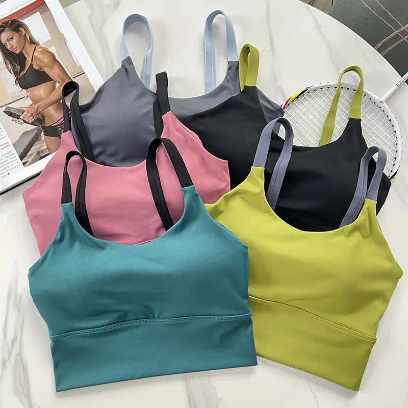 Women\'s Push-Up Fitness Bra Workout Tops Gym Yoga Crop Top Breathable Sports Bras Fixed Pad Sexy Design Gym Fitness Push up Bras