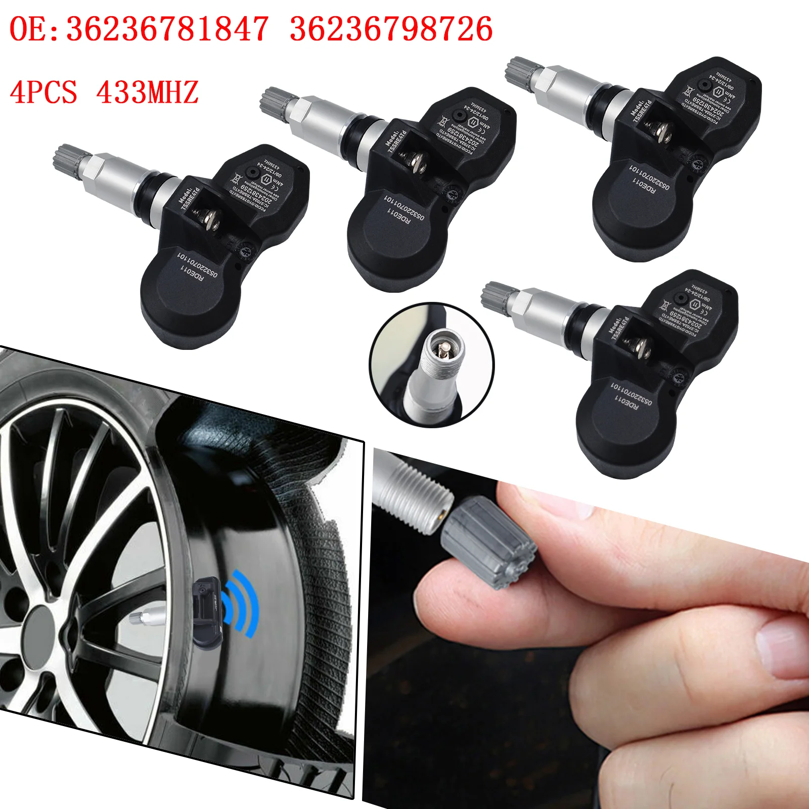 

4 Pcs TPMS Tire Pressure Sensors for BMW 36236781847 36236798726 433MHZ Pressure Monitor Direct Installation