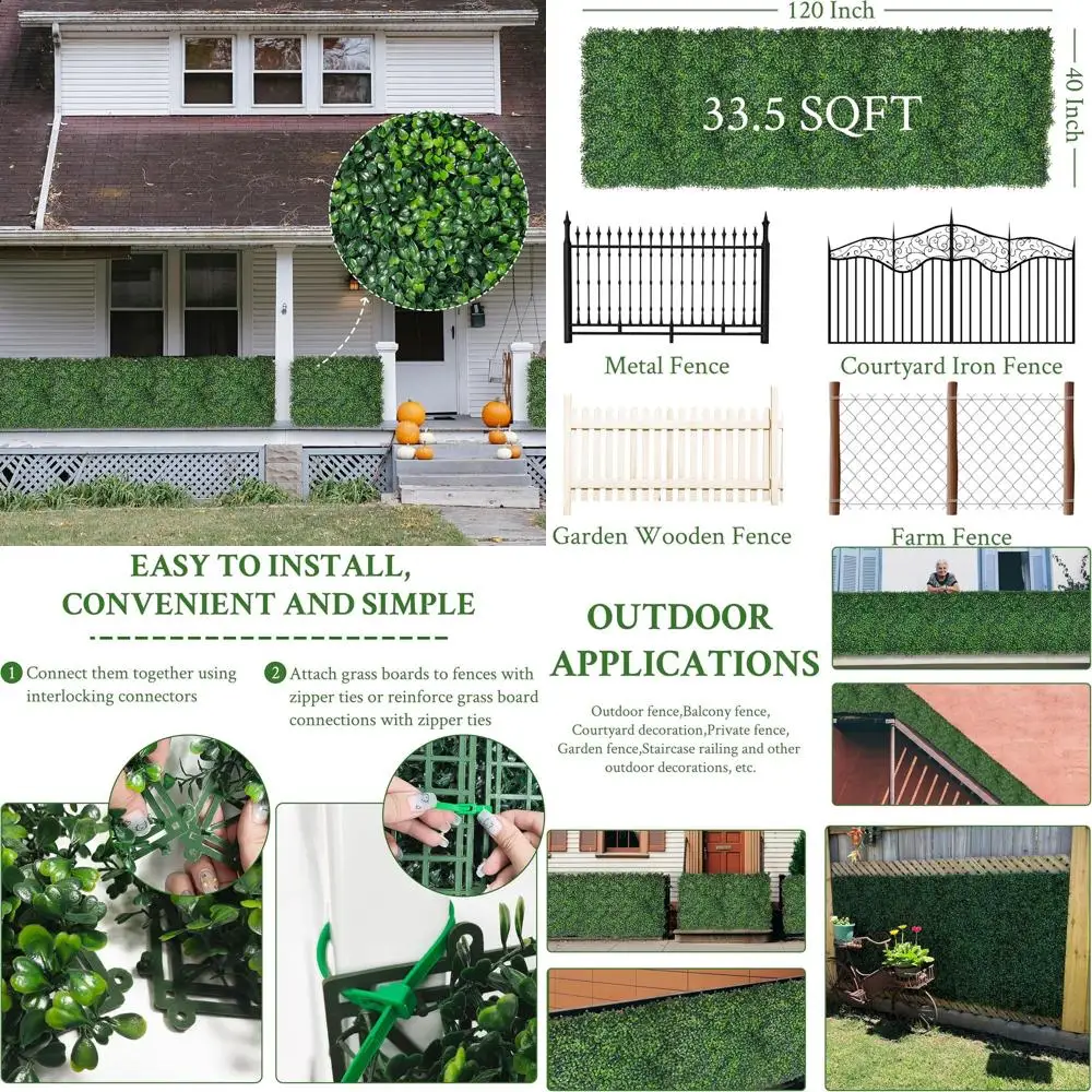 120x40 Inches Artificial Ivy Privacy Screen: UV-Resistant Boxwood Roll for Outdoor Wall, Patio, and Balcony Greenery