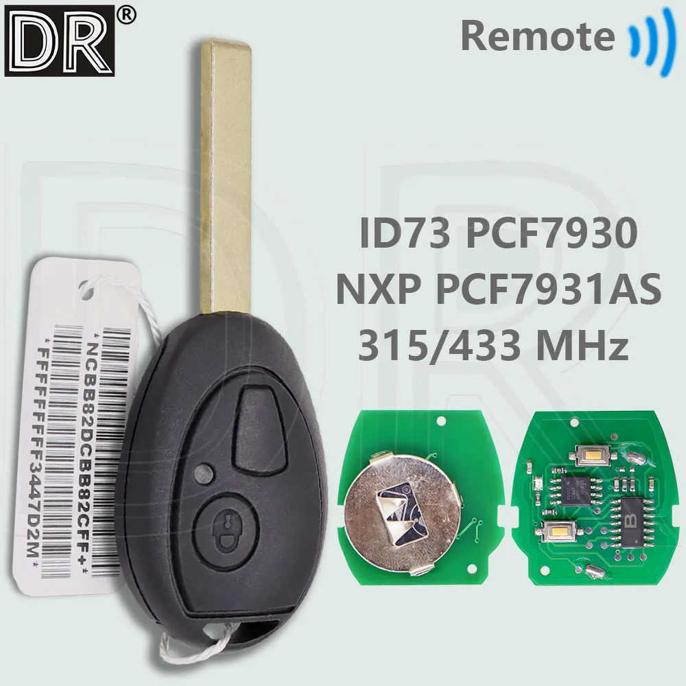 DR N5FVALTX3 ID73 PCF7930/PCF7931AS 315/433MHz Car Remote Key With Code For BMW MINI Cooper R53 R56 MG ZR ZT ZS