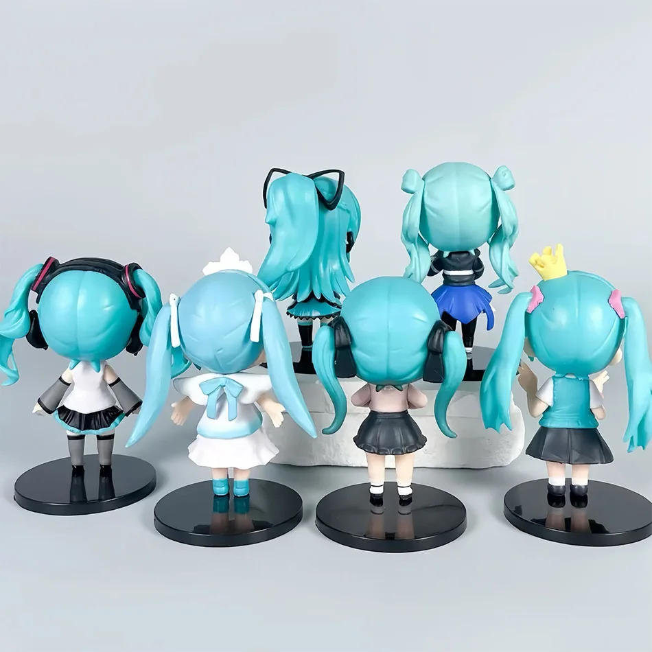 Anime nieuwe hatsune miku figuur mini karakter ornamenten kawai hatsune tafeldecoratie voor thuis volwassen speelgoed kind gift 6 stks/set