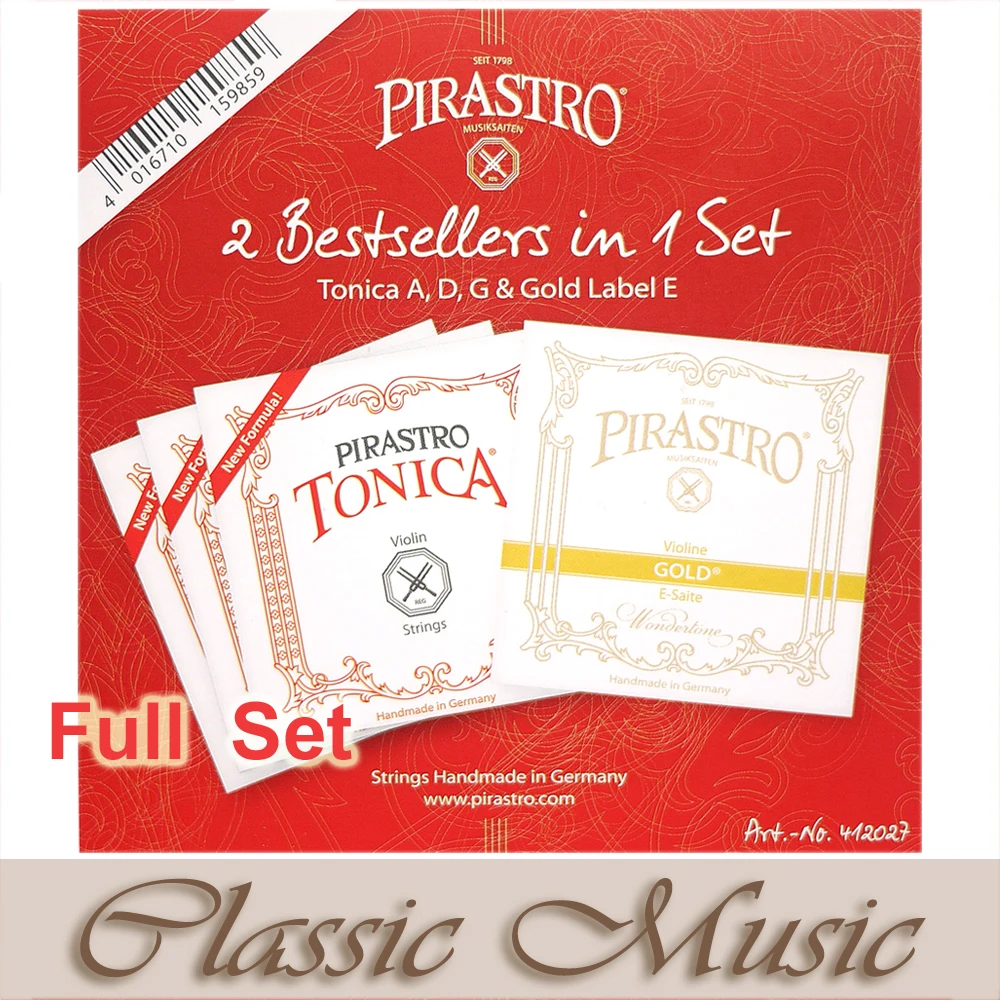 Pirastro 2 Best In 1 Set (412027) violin strings, Tonica A,G D & Gold Label E String, Ball end ,Made in Germany