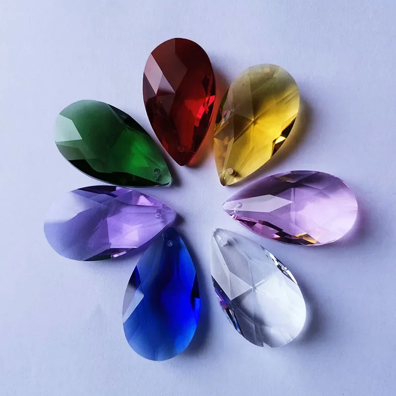 7pcs Crystal Suncatcher Chandelier Prisms Tear Drop Hanging Pendant Lamp Beads Part Rainbow Maker Home Wedding Decora Ornaments