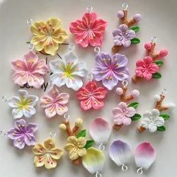 Serie de flores de melocotón brillantes, dijes de espalda plana para pendientes, pulsera, horquilla, joyería DIY, colgantes, accesorios de decoración, 10 piezas