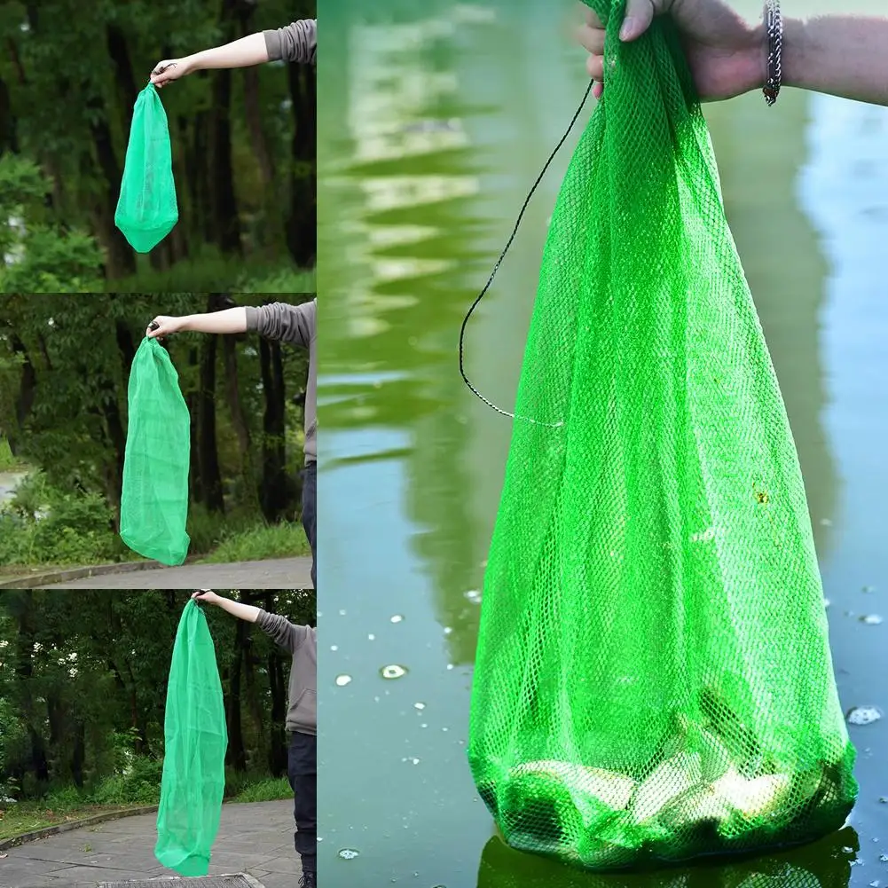 High Quality Nylon Foldable Fishing Net Bag Thickening Nets Fish Beam Mouth Small Net Grid Flat Bottom Guard Storage Simple S3V5