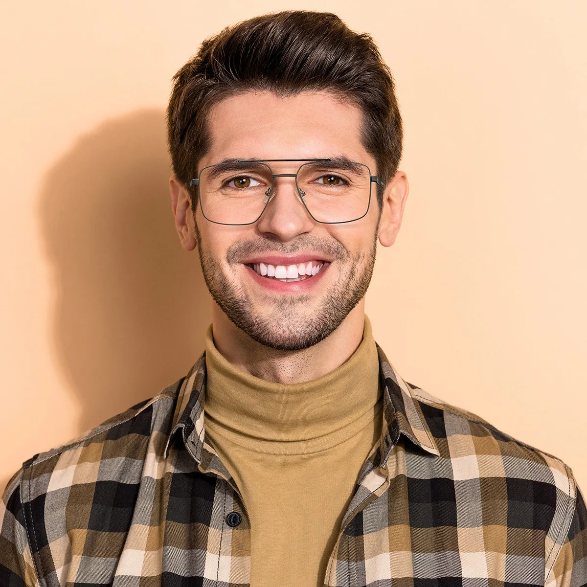 

Men Square Metal Frame Myopia Glasses Spring Leg Elderly Near Sight Eyewear Blue Light Blocking Eye Protection Eyeglasses