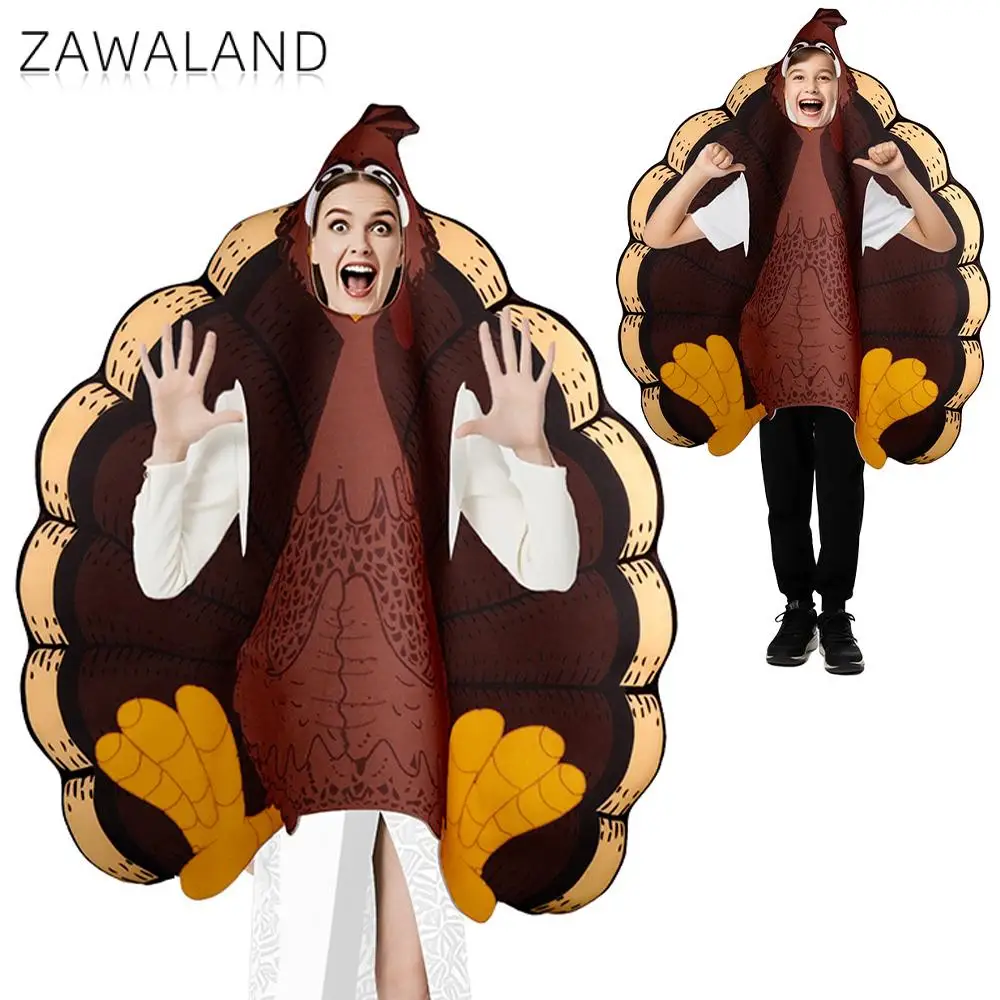 

Zawaland костюм талисмана Турции на День Благодарения, забавная одежда для косплея с принтом Турции для взрослых и детей, праздничный карнавальный костюм из губки