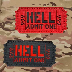 Hell Admit One Ticket Funny Lasercut Patch  Laser Cut Tactical Patch Stickers On Clothing With Hook And Loop