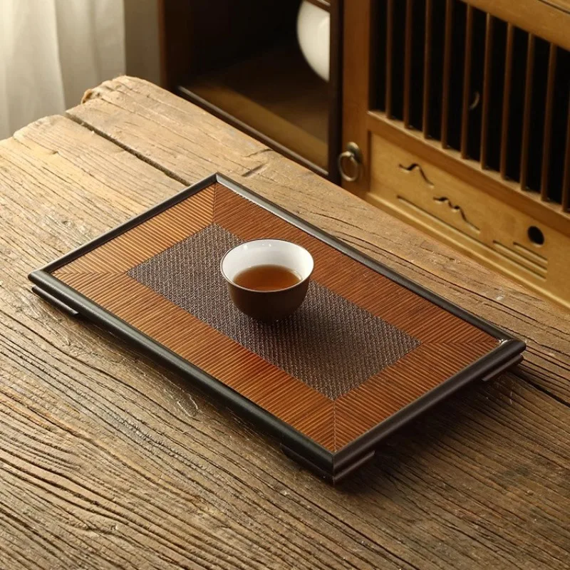 Bamboo Small Tea Tray Home Rectangular Chinese Tea Tray Living Room Office bandeja madera decorativa ovalada Rectangular Tray