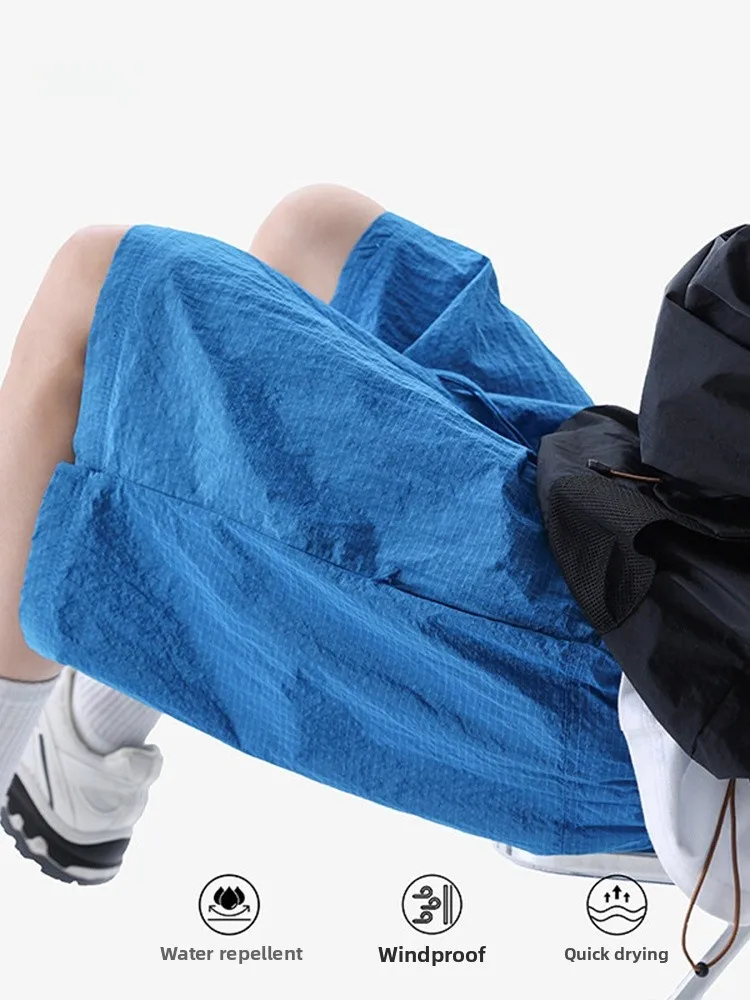 

Ice Silk Qui Dry Sports orts Men Summer Outdoor Wear Casual Beach Pants American Five-Quarter Pants Breathable Loose Fit